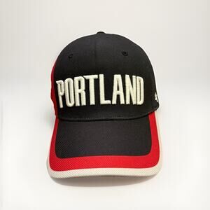47 Brand Mens Black Red NBA Portland Trail Blazers Fitted Hat OSFA Stretch Cap